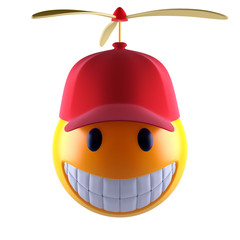 3d render of a smile emoji face with baseball cap.