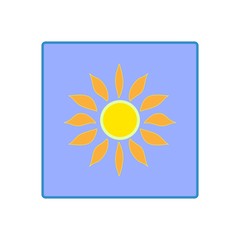The sun sign on blue background