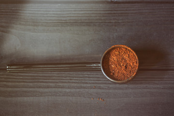 Close up of coffee prepared for aeropress.