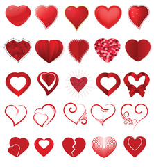 Heart on valentines day in love vector lovely red sign on hearted celebration and greeting card with loving and heartiness set illustration isolated on white background