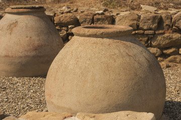 Fototapeta premium Excavation of the civilization of the ancient Greeks. Winery in ancient fortress in Byala. Wine warehouses 5th century.