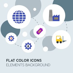 business, industry, charts flat vector icons and elements background with circle bubbles networks.Multipurpose use on websites, presentations, brochures and more