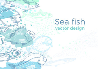 Naklejka premium Marine vector background of nature sea fish