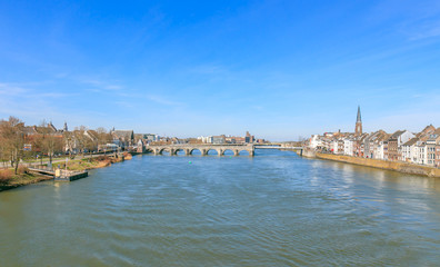 Fototapeta premium Maastricht, Netherlands - April 07, 2018: Saint Servatius Bridge in Maastricht