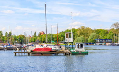 Fototapeta na wymiar Boats At Kralingse Plas, Rotterdam