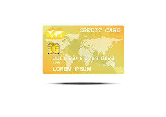 Concept and idea chip credit card with world map background. Personal card for customer paying and service. Vector EPS10