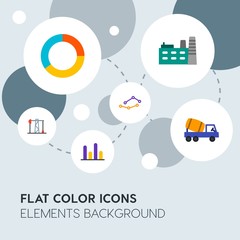 business, industry, charts flat vector icons and elements background with circle bubbles networks.Multipurpose use on websites, presentations, brochures and more
