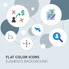 business, industry, charts flat vector icons and elements background with circle bubbles networks.Multipurpose use on websites, presentations, brochures and more