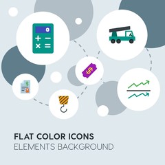 business, industry, charts flat vector icons and elements background with circle bubbles networks.Multipurpose use on websites, presentations, brochures and more