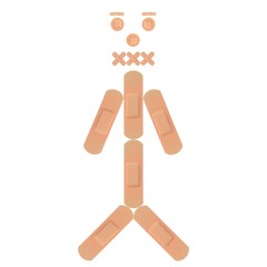 Funny Face with Various Strips of BAND AID PLASTER - Medical Equipment
