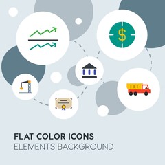 business, industry, charts flat vector icons and elements background with circle bubbles networks.Multipurpose use on websites, presentations, brochures and more