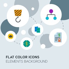 business, industry, charts flat vector icons and elements background with circle bubbles networks.Multipurpose use on websites, presentations, brochures and more