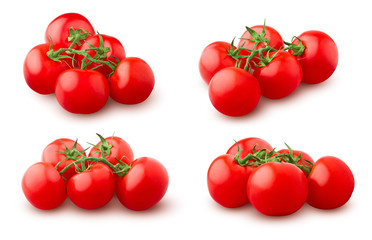 tomato on branch, isolated on white background, clipping path, full depth of field