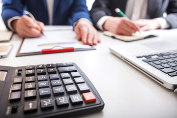 Team job. Hand closeup photo young businessmans crew working with new startup project