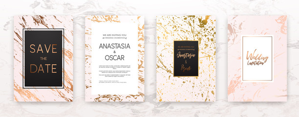 Gold, black, white marble template, artistic covers design, colorful texture, realistic cube, backgrounds. Trendy pattern, graphic poster, geometric brochure, cards. Vector illustration.