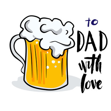 Father's day hand lettering and glass of beer