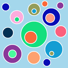 Abstract background with a multicolor circles on a blue background