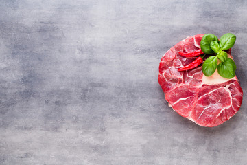 Obraz na płótnie Canvas Raw fresh meat Ribeye Steak with spice.