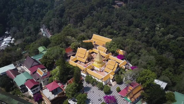 Wat Phra Doi suthep Chiang mai Thailand drone aerial footage