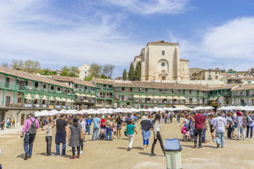 Chinchon. Madrid, April 14, 2017. Spain. Medieval market, Plaza de Chinchon where the market developed