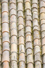 Ancient tile roofs of Chinchon, Madrid, Spain. View from upper side of the main square in the historic small town Chinchon, near Madrid