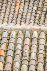Ancient tile roofs of Chinchon, Madrid, Spain. View from upper side of the main square in the historic small town Chinchon, near Madrid