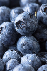  Ripe and juicy fresh picked blueberries closeup.