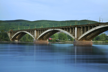 Fototapeta na wymiar Communal bridge in Krasnoyarsk. Russia