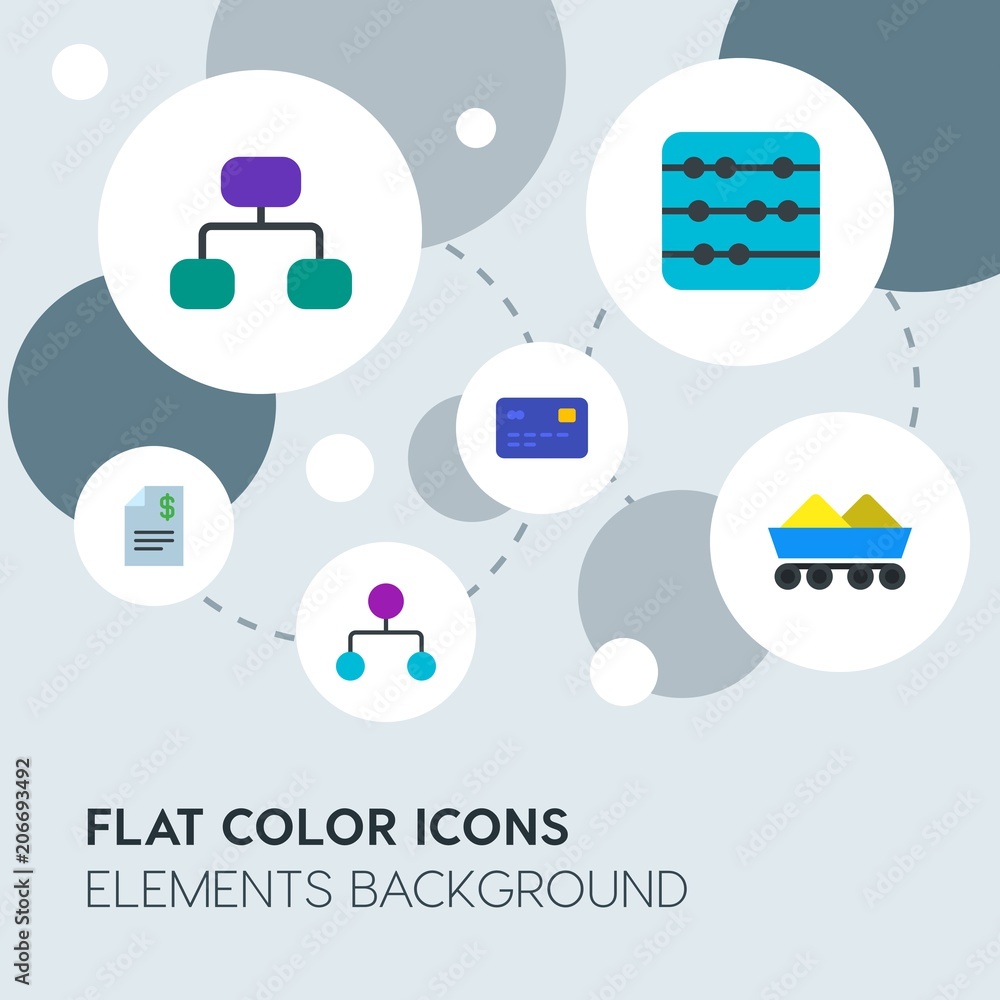 Poster business, industry, charts flat vector icons and elements background with circle bubbles networks.Multipurpose use on websites, presentations, brochures and more
