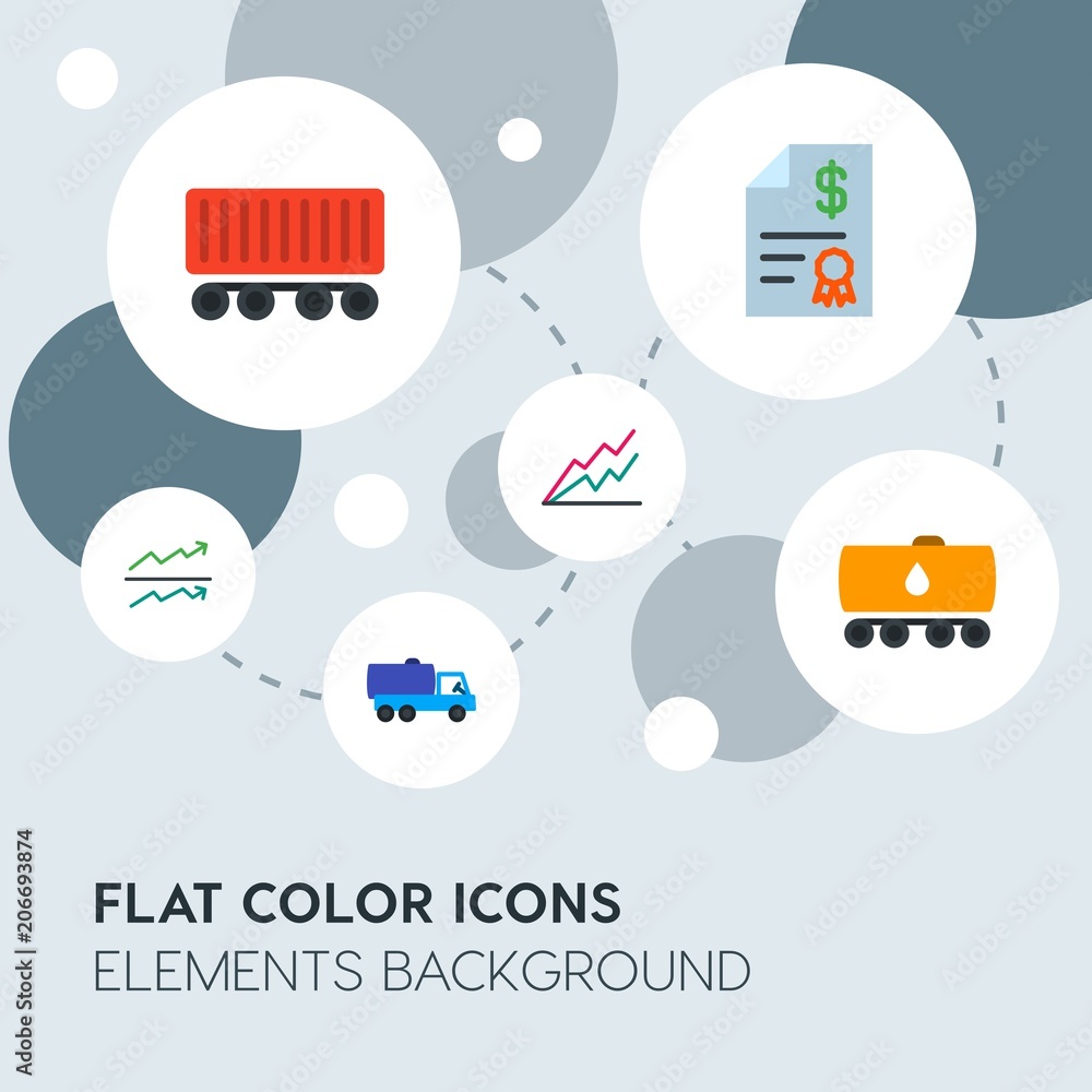 Aufkleber business, industry, charts flat vector icons and elements background with circle bubbles networks.mu