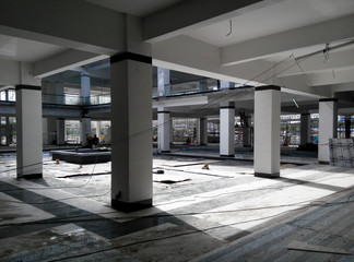 Concrete structure beam, column and slab at the construction slab. Fabricated using conventional timber form work method by workers.