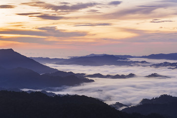 Fototapeta na wymiar mornig time view at Potamangkray (879 meter msl) Chumphon province, Thailand