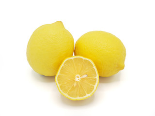 Fresh lemon slice isolated on white background