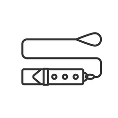 Obraz premium Black isolated outline icon of dogs collar with leash on white background. Line Icon of dog collar.