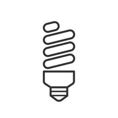 Black isolated outline icon of electric lamp on white background. Line Icon of electric eco bulb.