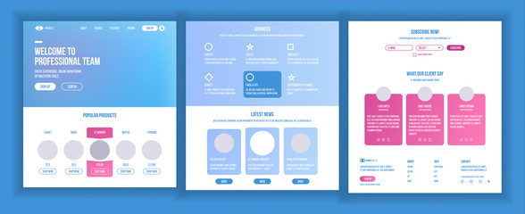 Website Template Vector. Page Business Interface. Landing Web Page. Responsive Ux Design. Opportunity Form. Finance Service. Blog News. Illustration