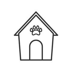 Black isolated outline icon of kennel on white background. Line Icon of animals house.