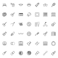 Minimalist icons cosmetics, Line art style, makeup beauty salon.