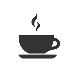 Black isolated silhouette of tea cup on white background. Icon of teacup.