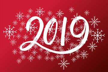 Hand drawn fugures 2019, symbol of new year. New year number 2019