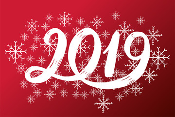 Hand drawn fugures 2019, symbol of new year. New year number 2019