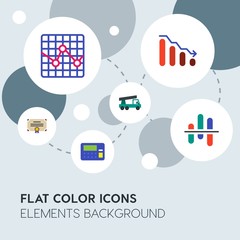 business, industry, charts flat vector icons and elements background with circle bubbles networks.Multipurpose use on websites, presentations, brochures and more