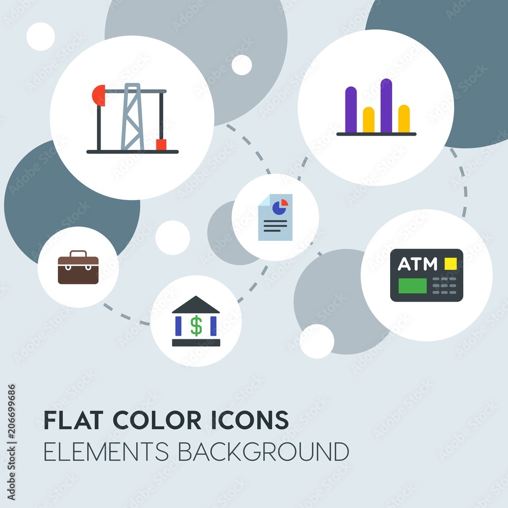 Poster business, industry, charts flat vector icons and elements background with circle bubbles networks.Multipurpose use on websites, presentations, brochures and more