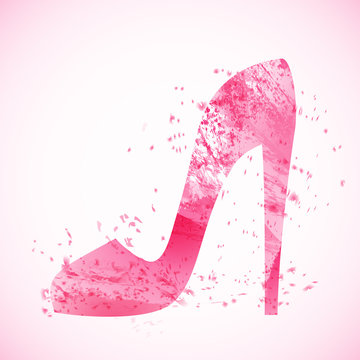 Women's Shoes Pink Watercolor Logo. Vector Illustration