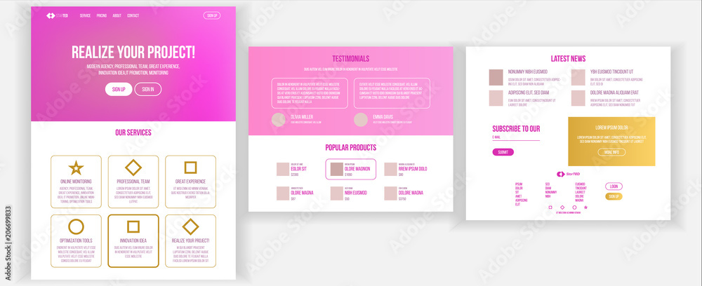 Wall mural main web page design vector. website business reality. landing template. creative project. informati