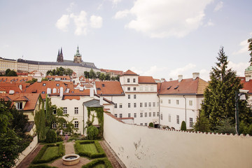 Prague - Mala Strana, view of Prague castle from house court