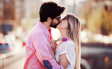 Dating. Romantic couple enjoying in moments of happiness. Love and romance