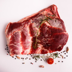 fresh lamb meat on a white background
