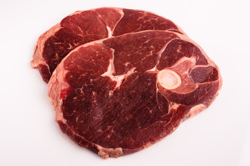 fresh lamb meat on a white background