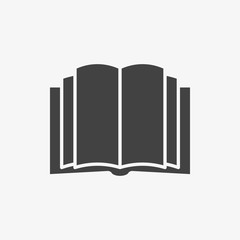 Book icon, education icon. Glyph, Solid style